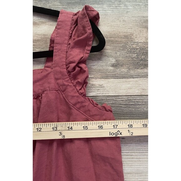 Eco Threads Women's Ruffle Sleeve Linen Blend Mauve Square Neck Tank Size M - Picture 4 of 6